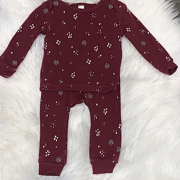 Petit Lem Thermal Printed 2 Piece Sleepwear Set Size 9M Burgundy/Pink - Picture 2 of 10